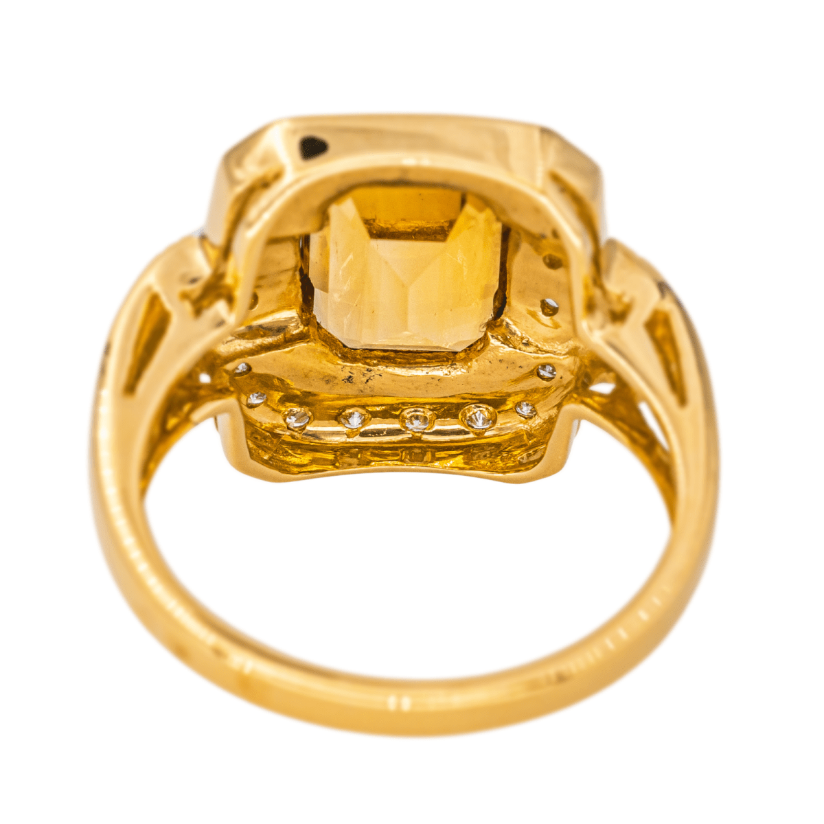 Bague Entourage en or jaune, citrine et diamants - Castafiore