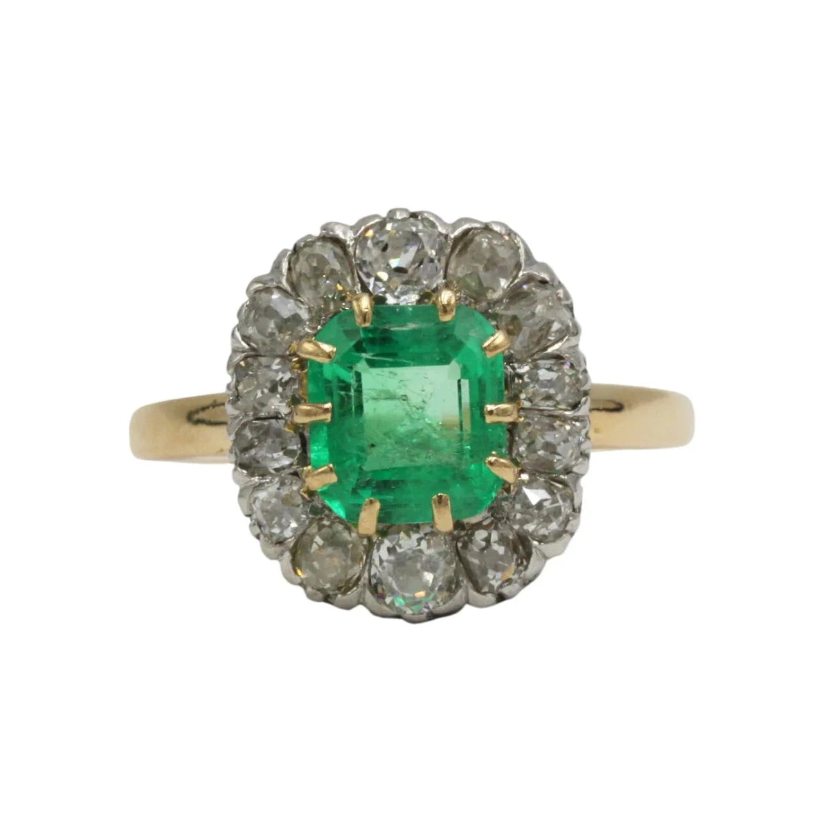 Bague Entourage en or jaune, émeraude et diamants - Castafiore