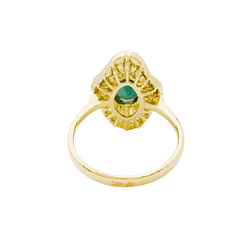 Bague Entourage en or jaune, émeraude et diamants - Castafiore