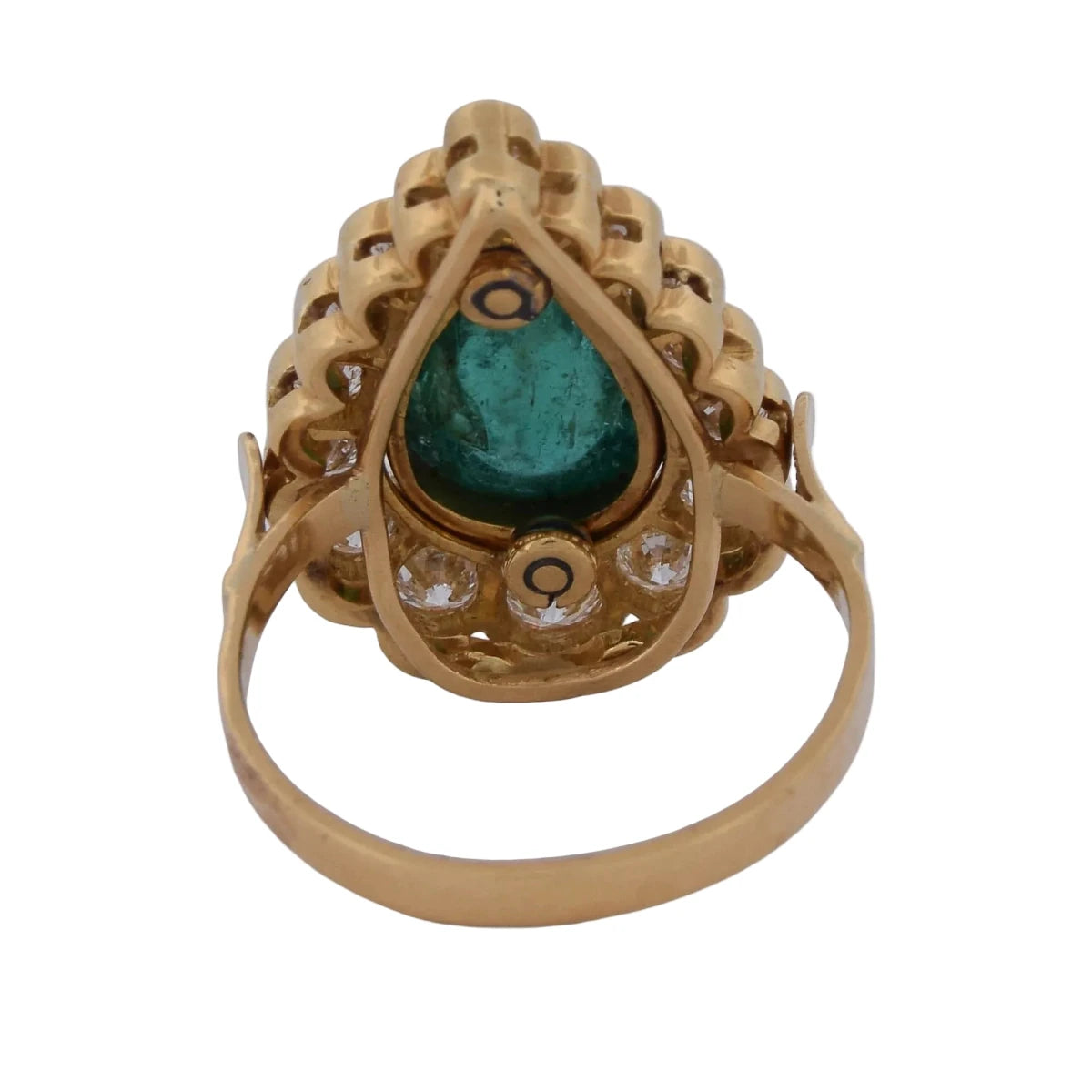 Bague Entourage en or jaune, émeraude et diamants - Castafiore