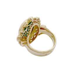 Bague Entourage en or jaune, émeraude et diamants - Castafiore