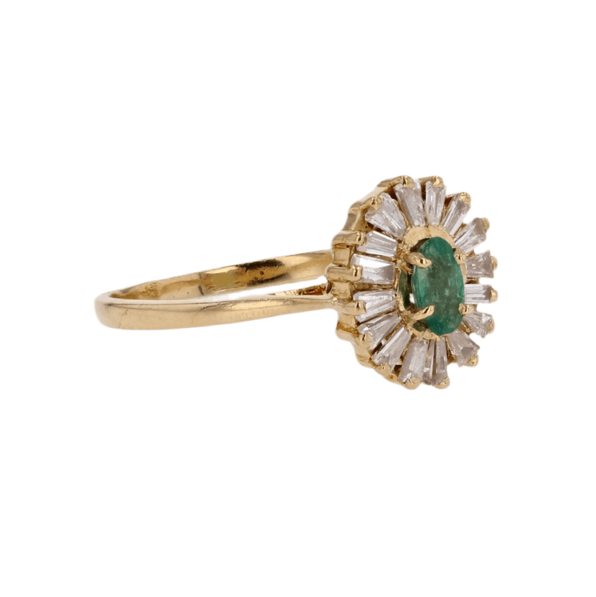 Bague Entourage en or jaune, émeraude et diamants - Castafiore