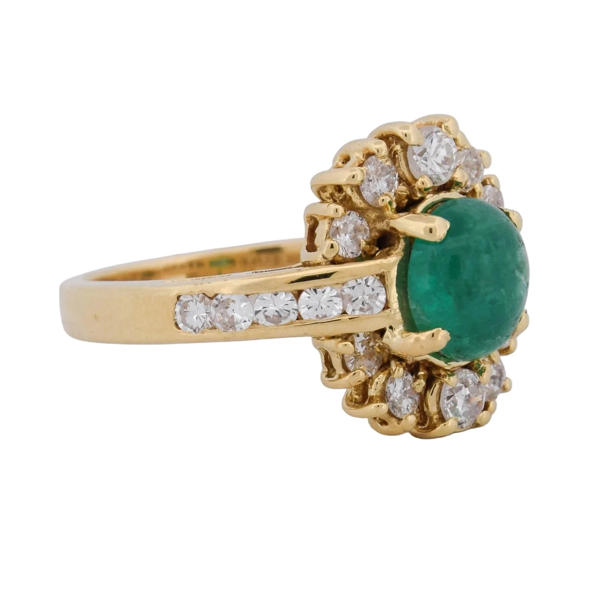 Bague Entourage en or jaune, émeraude et diamants - Castafiore