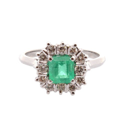 Bague Entourage en or jaune, émeraude, et diamants - Castafiore