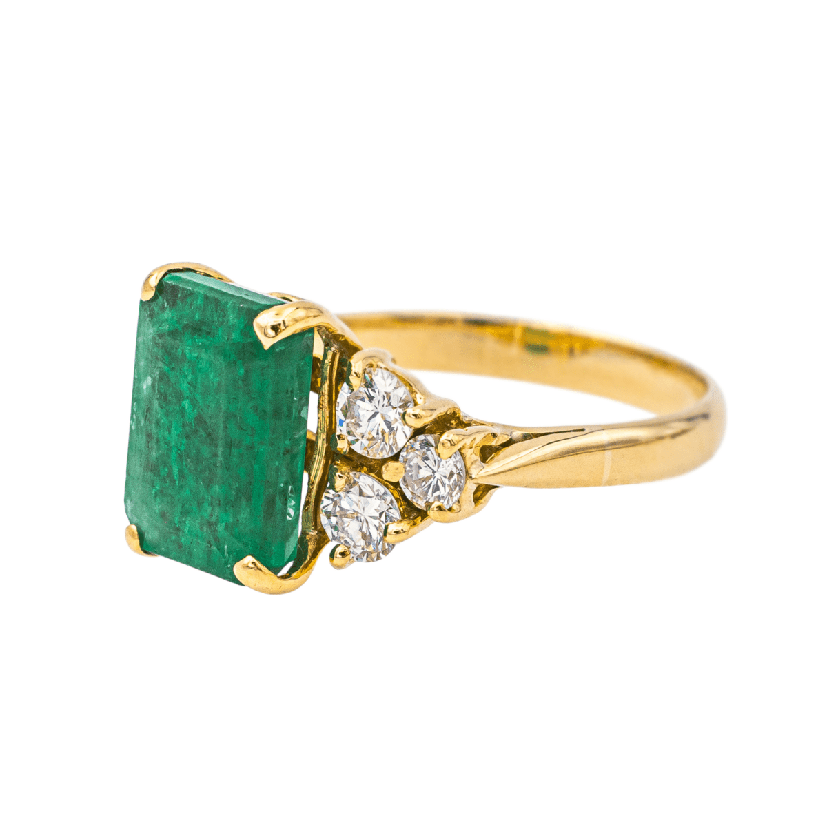 Bague Entourage en or jaune, émeraude et diamants - Castafiore