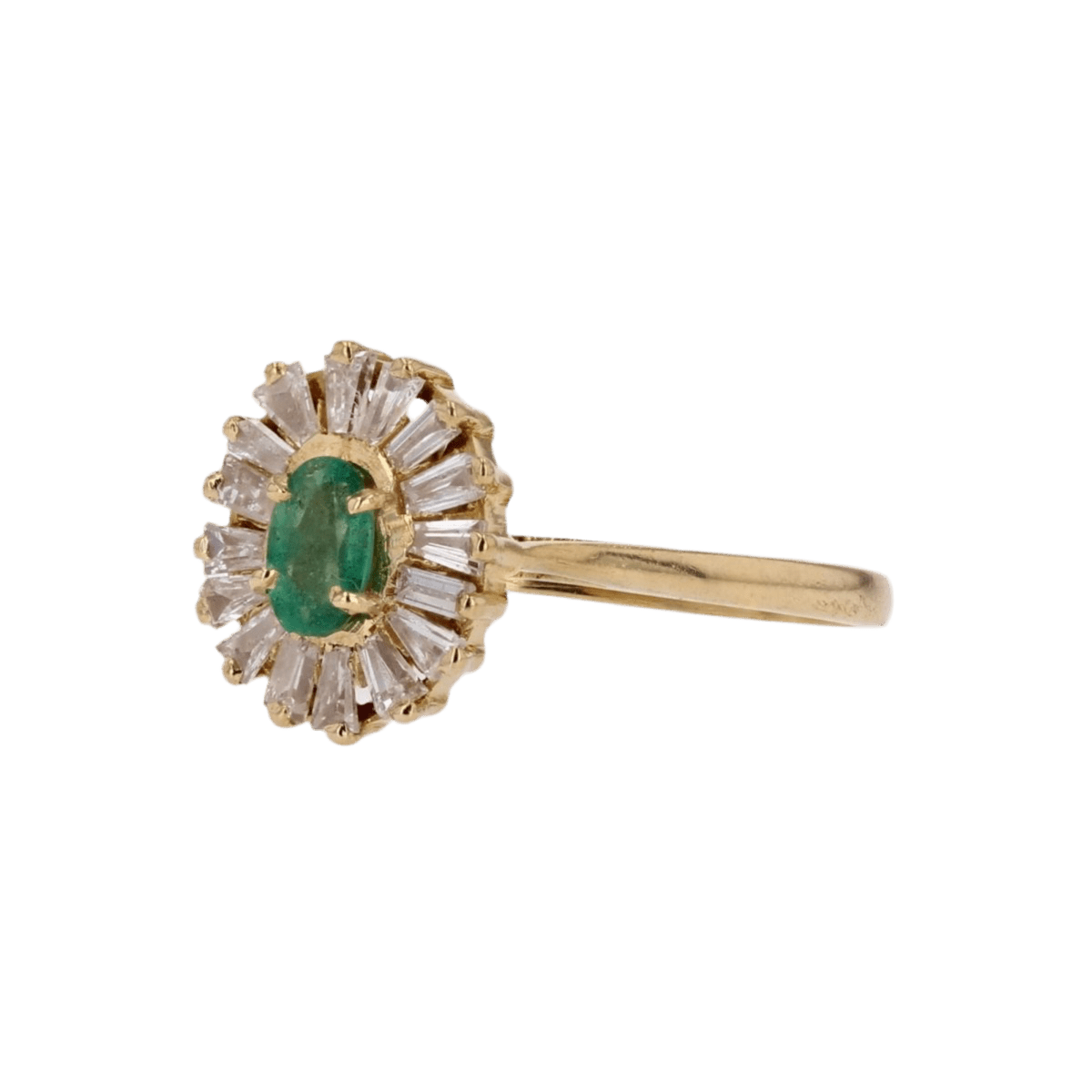 Bague Entourage en or jaune, émeraude et diamants - Castafiore