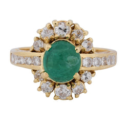 Bague Entourage en or jaune, émeraude et diamants - Castafiore