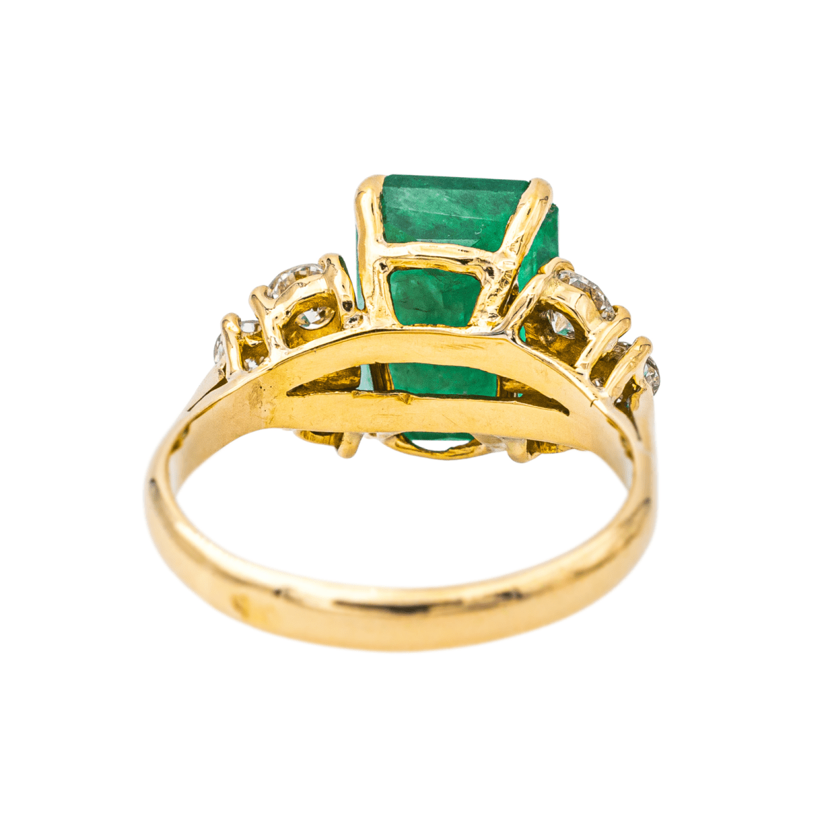 Bague Entourage en or jaune, émeraude et diamants - Castafiore