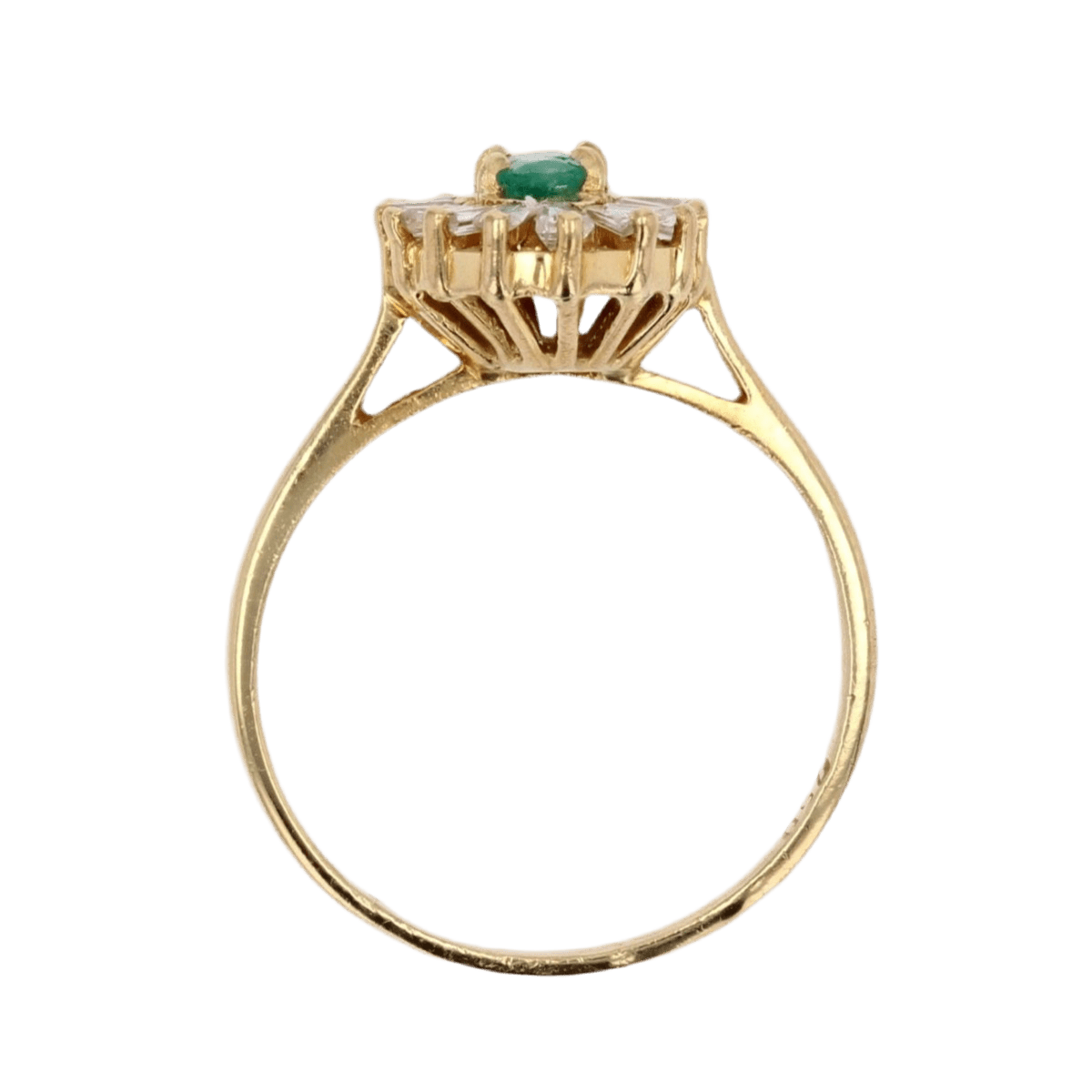 Bague Entourage en or jaune, émeraude et diamants - Castafiore