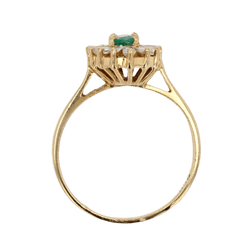 Bague Entourage en or jaune, émeraude et diamants - Castafiore
