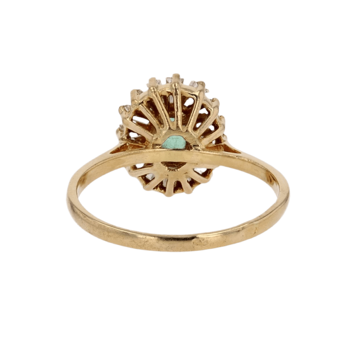 Bague Entourage en or jaune, émeraude et diamants - Castafiore