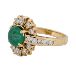 Bague Entourage en or jaune, émeraude et diamants - Castafiore