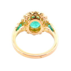 Bague Entourage en or jaune, émeraudes et diamants - Castafiore