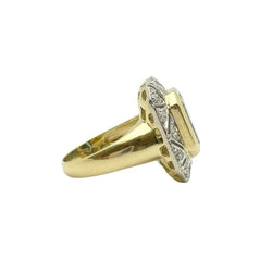 Bague Entourage en or jaune et blanc, topaze et diamants - Castafiore