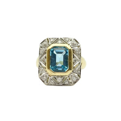 Bague Entourage en or jaune et blanc, topaze et diamants - Castafiore
