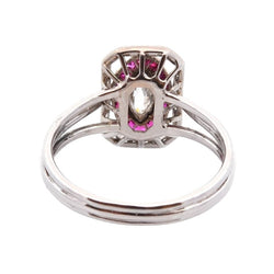 Bague Entourage en or jaune et platine avec diamants et rubis - Castafiore