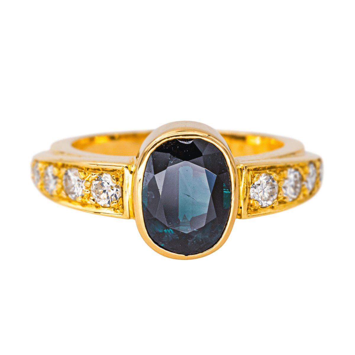Bague Entourage en or jaune et saphir - Castafiore