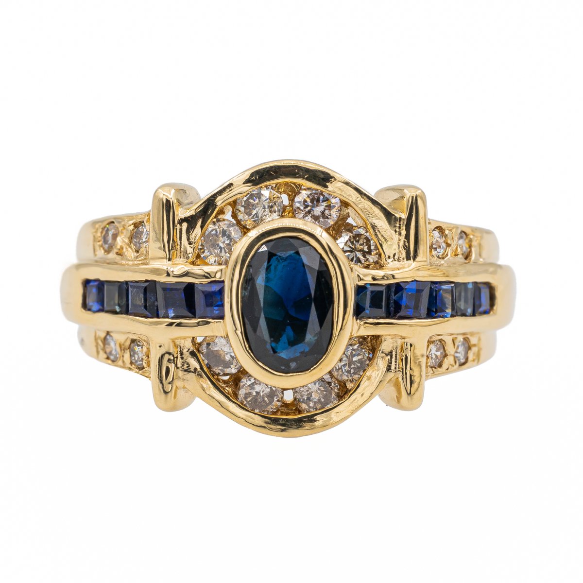 Bague Entourage en Or jaune et Saphir - Castafiore