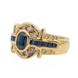 Bague Entourage en Or jaune et Saphir - Castafiore