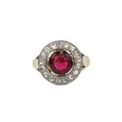 Bague Entourage en or jaune, grenat et diamants - Castafiore