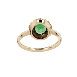 Bague Entourage en or jaune, grenat et perles - Castafiore