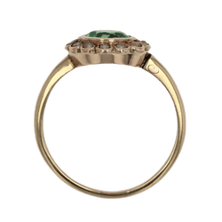 Bague Entourage en or jaune, grenat et perles - Castafiore