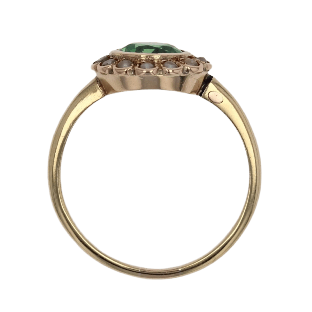 Bague Entourage en or jaune, grenat et perles - Castafiore