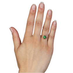 Bague Entourage en or jaune, grenat et perles - Castafiore