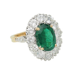 Bague Entourage en or jaune, or blanc, émeraude et diamants - Castafiore