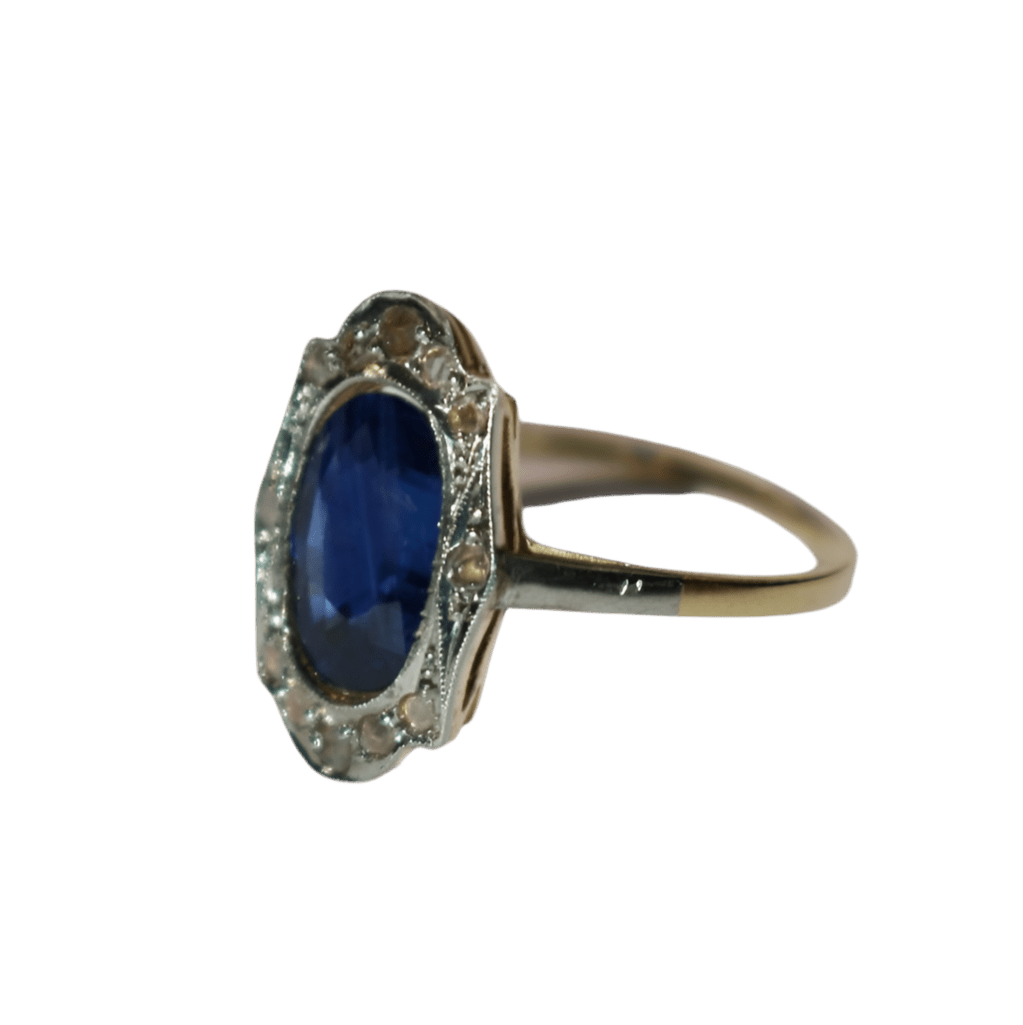 Bague Entourage en or jaune, or blanc, saphir et diamants - Castafiore