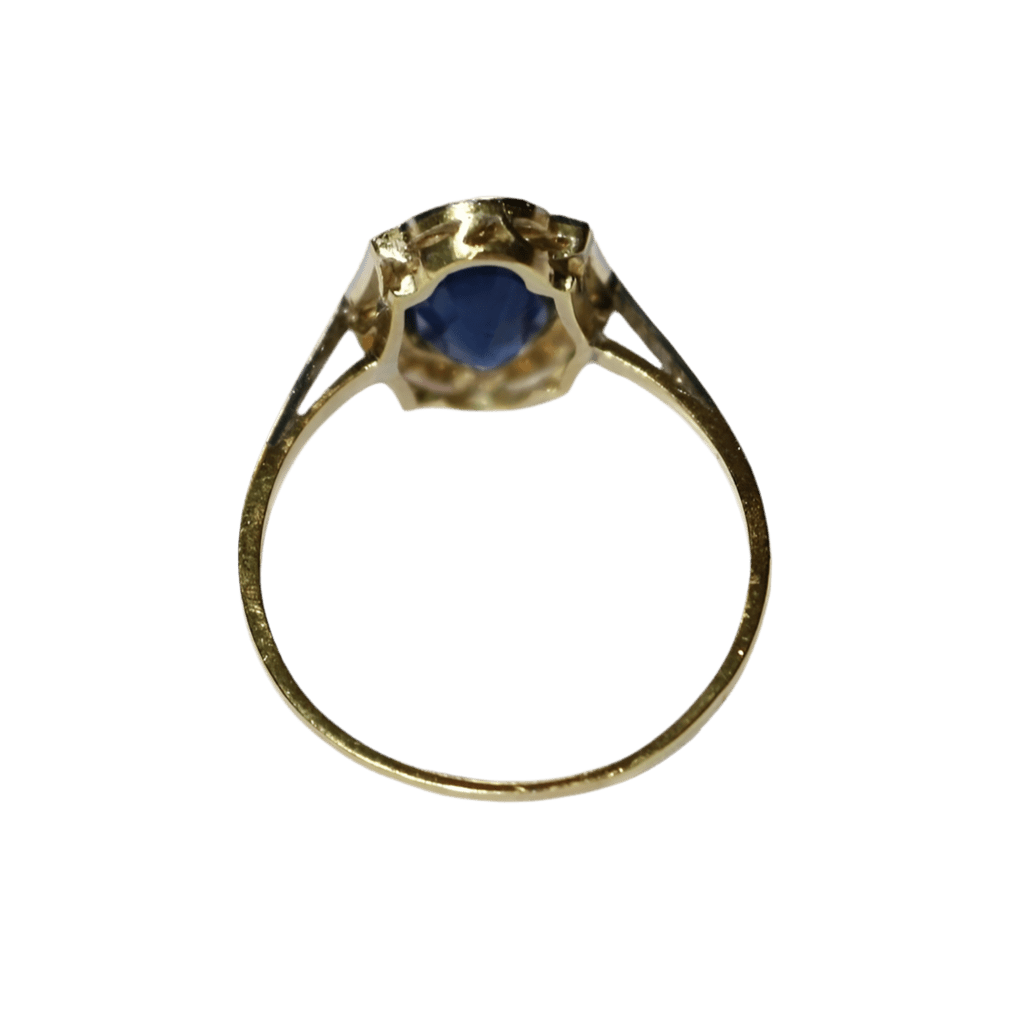 Bague Entourage en or jaune, or blanc, saphir et diamants - Castafiore