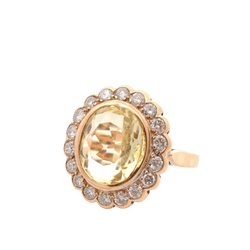 Bague Entourage en or jaune, orthose et diamants - Castafiore