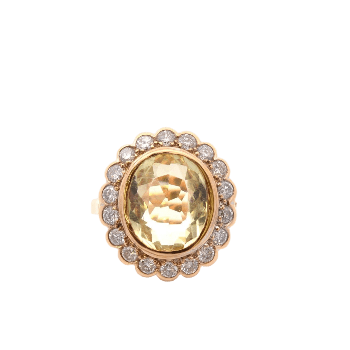 Bague Entourage en or jaune, orthose et diamants - Castafiore