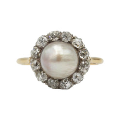 Bague Entourage en or jaune, perle et diamants - Castafiore