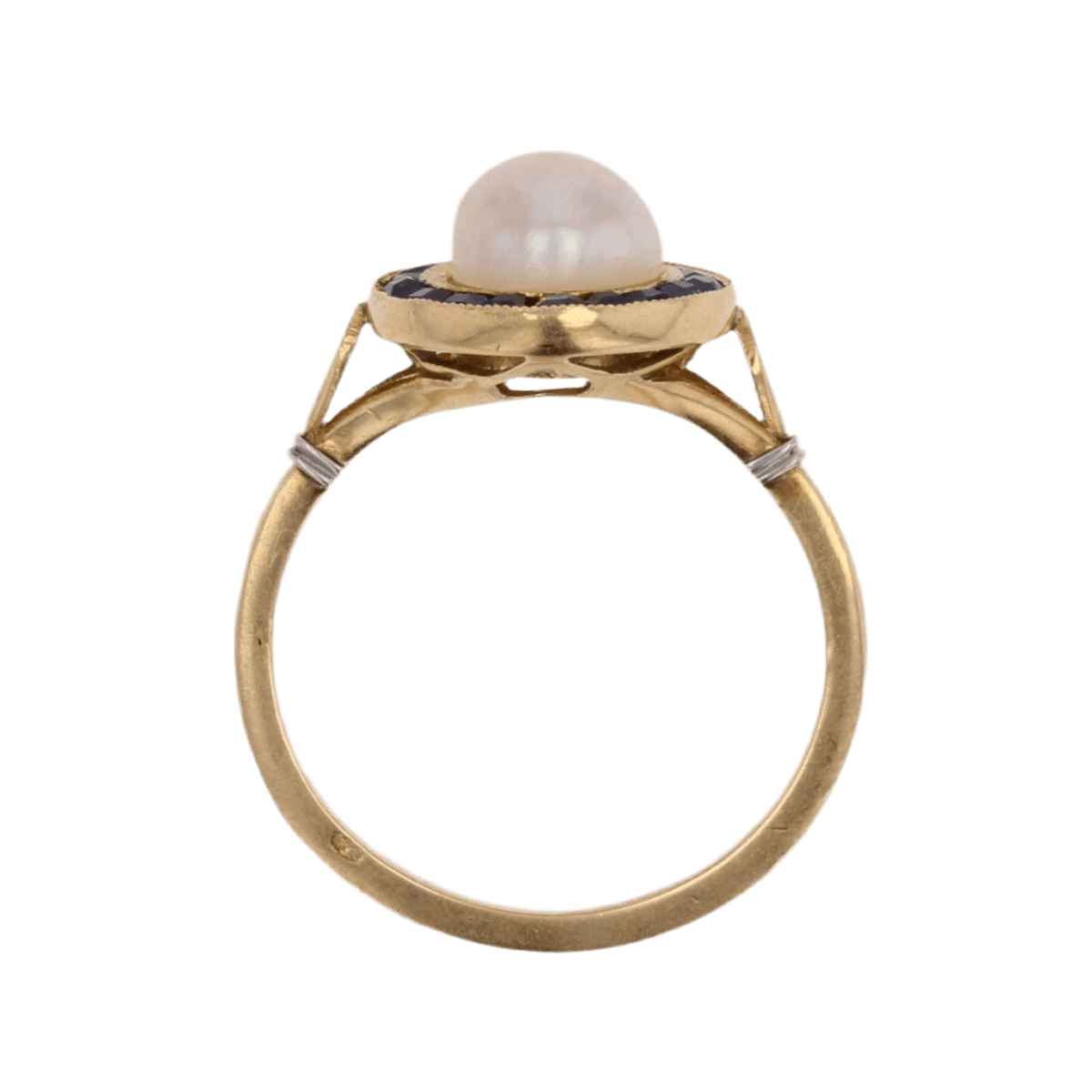 Bague Entourage en or jaune, perle et saphirs - Castafiore