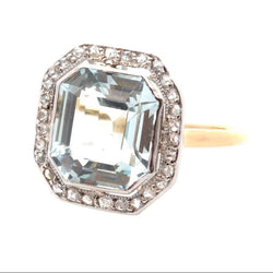 Ring art deco aquamarine and diamonds