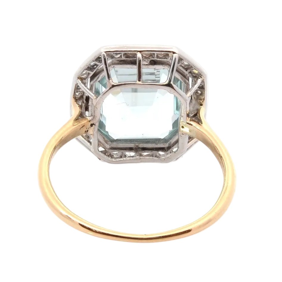 Ring art deco aquamarine and diamonds