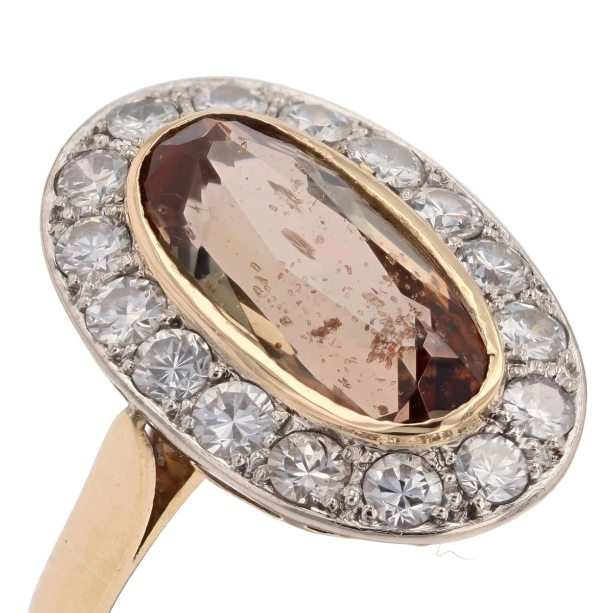 Bague Entourage en or jaune, platine, andalousite et diamants - Castafiore