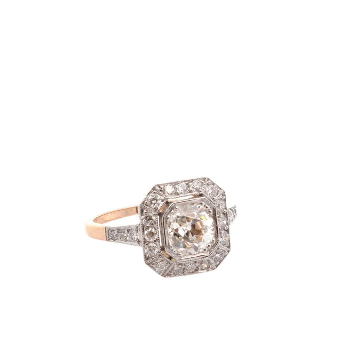 Bague Entourage en or jaune, platine et diamants - Castafiore