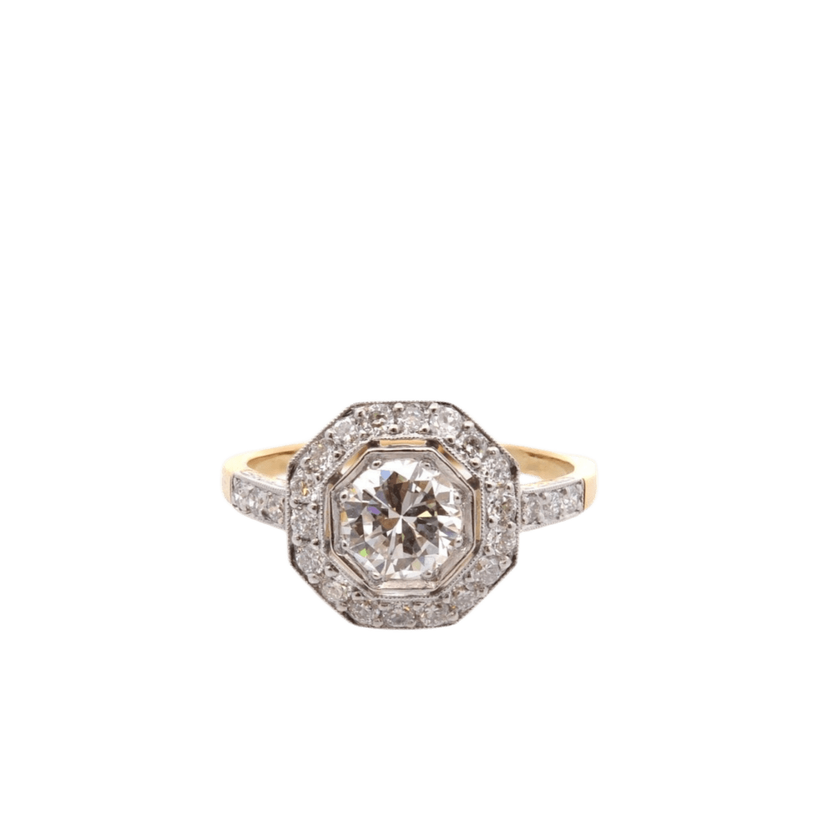 Bague Entourage en or jaune, platine et diamants - Castafiore