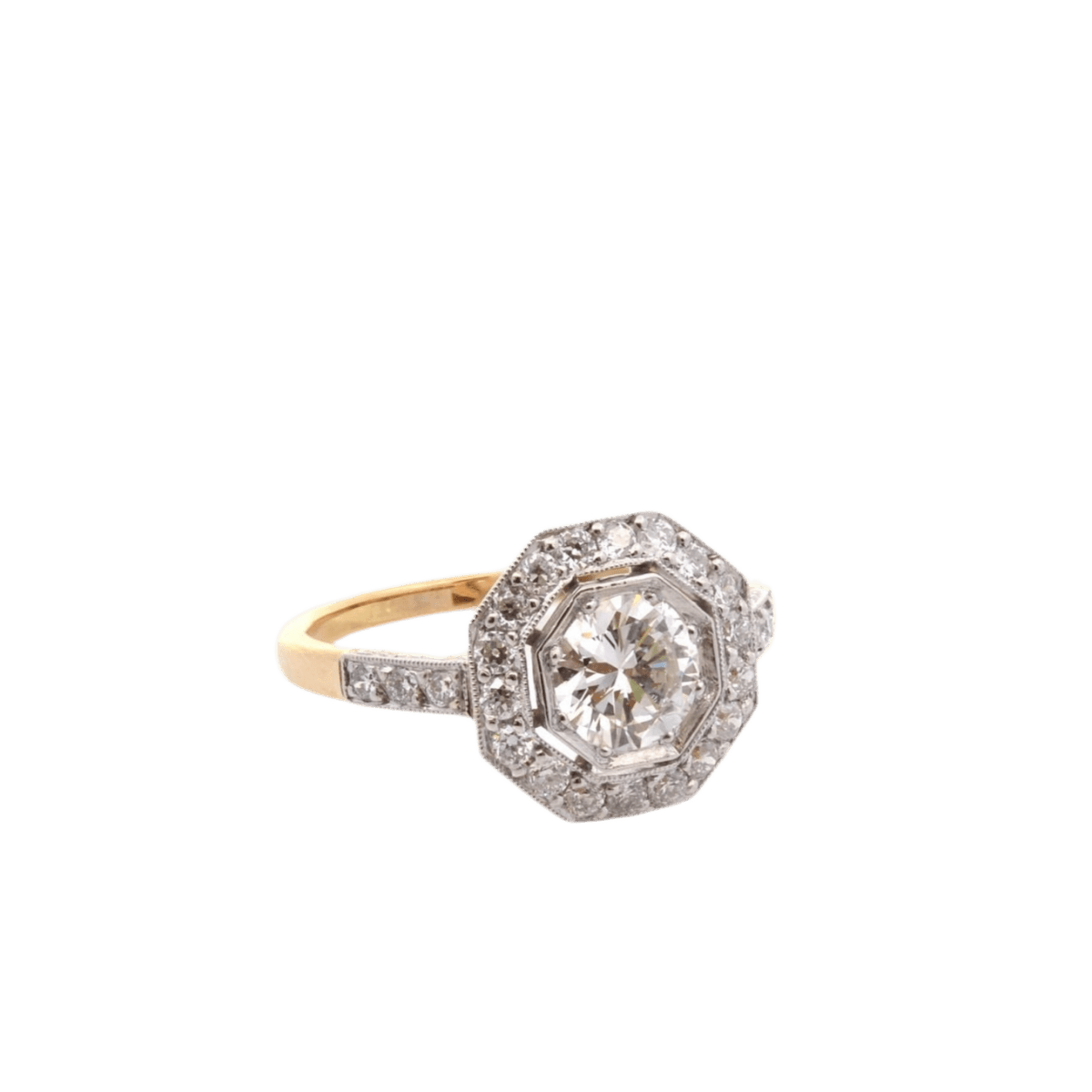 Bague Entourage en or jaune, platine et diamants - Castafiore