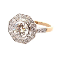 Bague Entourage en or jaune, platine et diamants - Castafiore