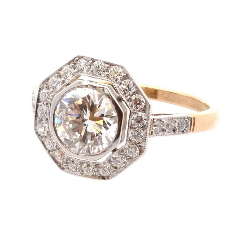 Bague Entourage en or jaune, platine et diamants - Castafiore