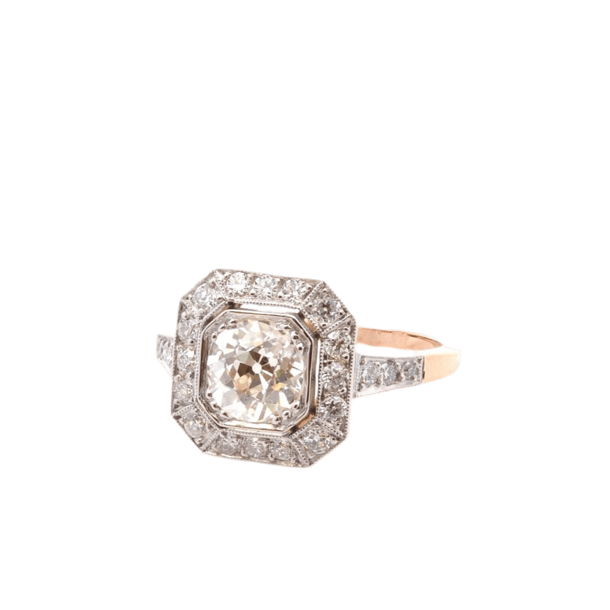 Bague Entourage en or jaune, platine et diamants - Castafiore