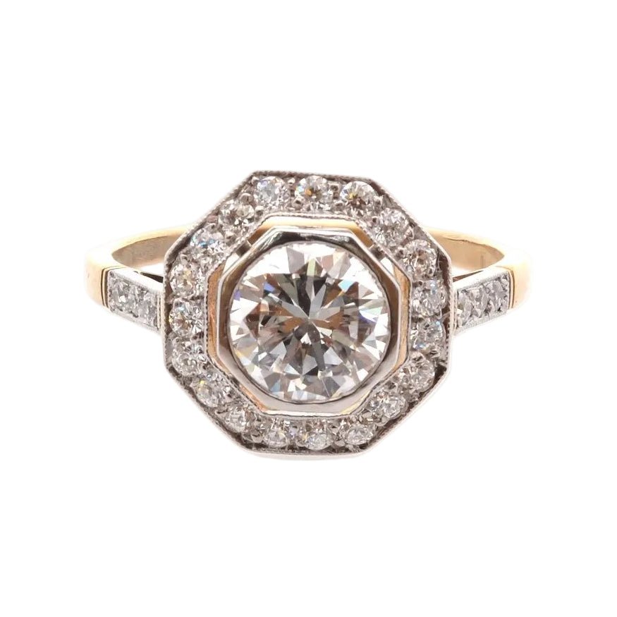 Bague Entourage en or jaune, platine et diamants - Castafiore