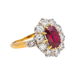 Bague Entourage en or jaune, platine, rubis et diamants - Castafiore