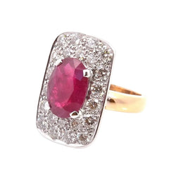 Bague Entourage en or jaune, platine, rubis et diamants - Castafiore