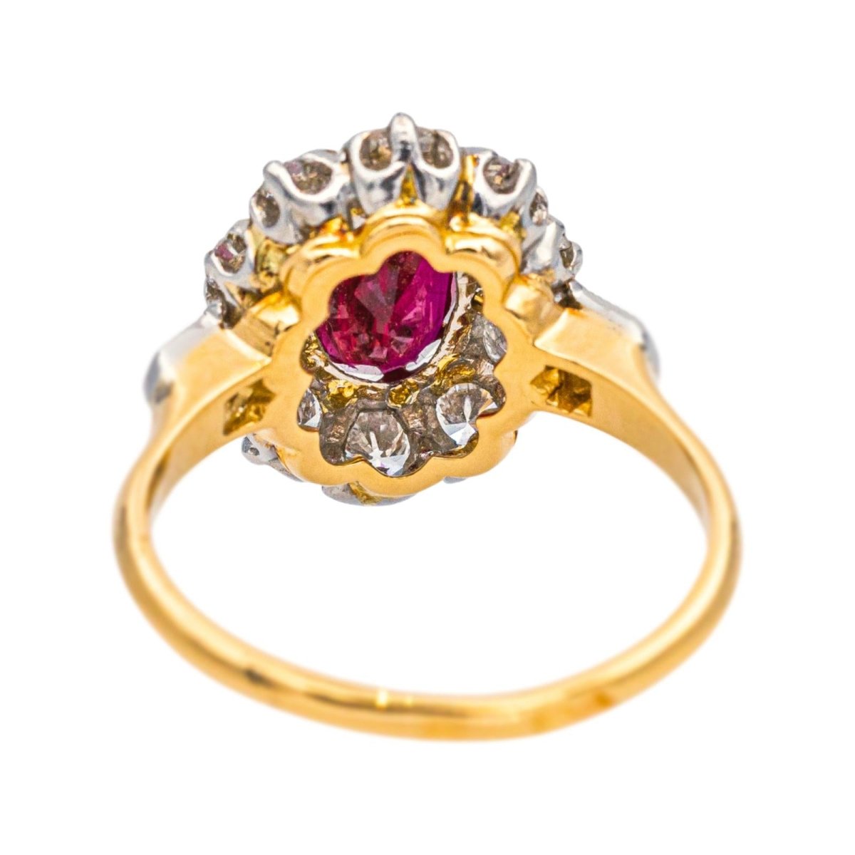 Bague Entourage en or jaune, platine, rubis et diamants - Castafiore