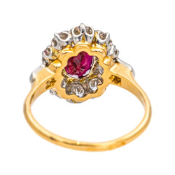 Bague Entourage en or jaune, platine, rubis et diamants - Castafiore