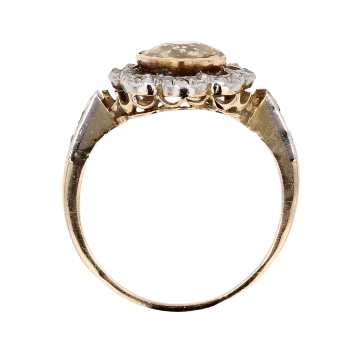 Bague Entourage en or jaune, platine, saphir et diamants - Castafiore